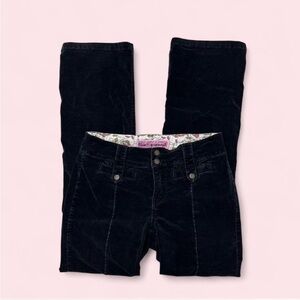 Y2K B.U.M. Equipment Black Velveteen Low Rise Flare Pants